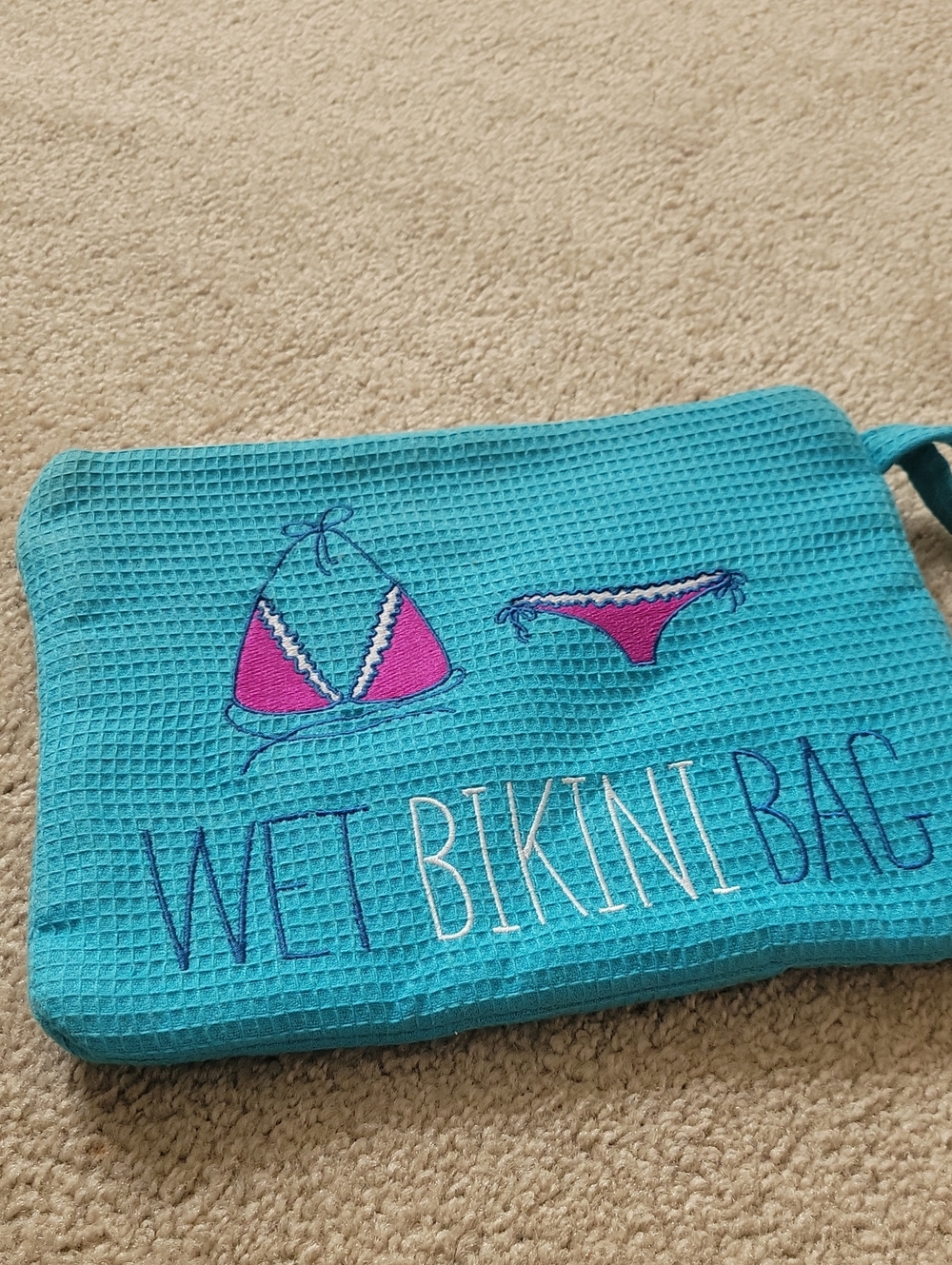 Turquoise Waffle Wet Bikini Bag - Unbranded